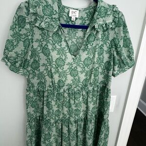 J. Crew Green Floral Dress